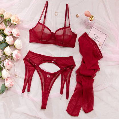 Mesh Lingerie Set with Stockings