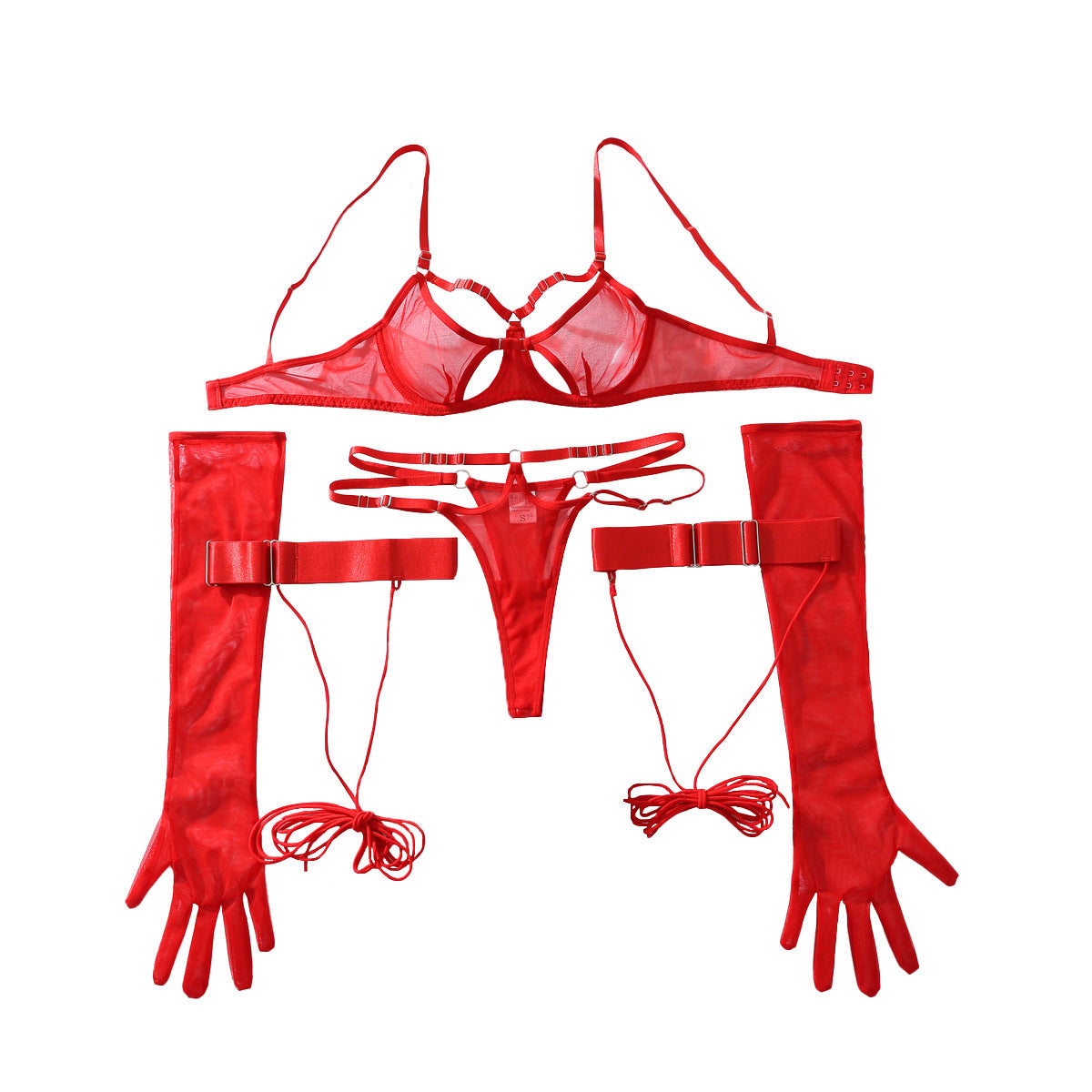 Mesh Underwire Push-Up Lingerie Two-Piece Set